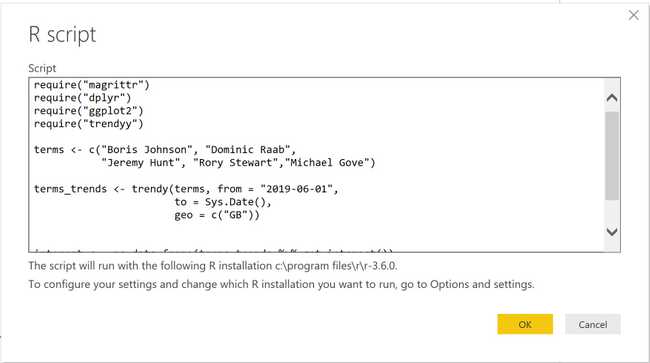 R script pasted in Power BI