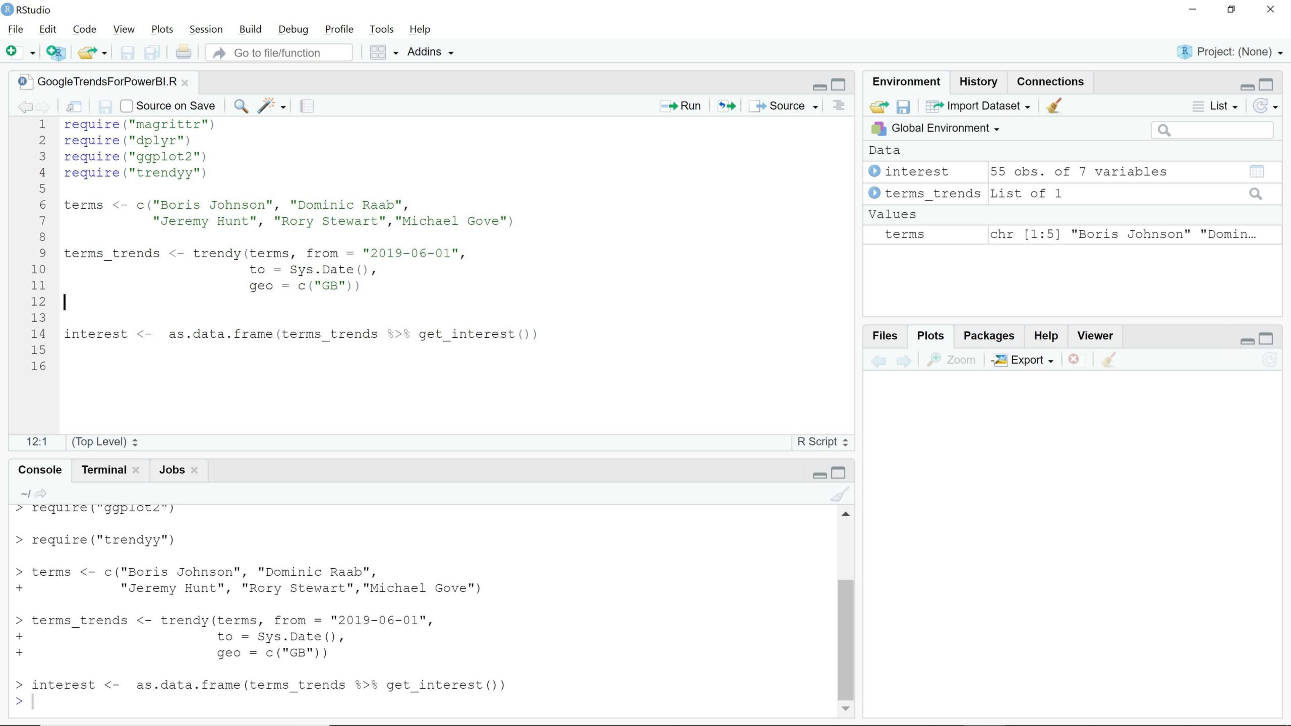 R Studio output